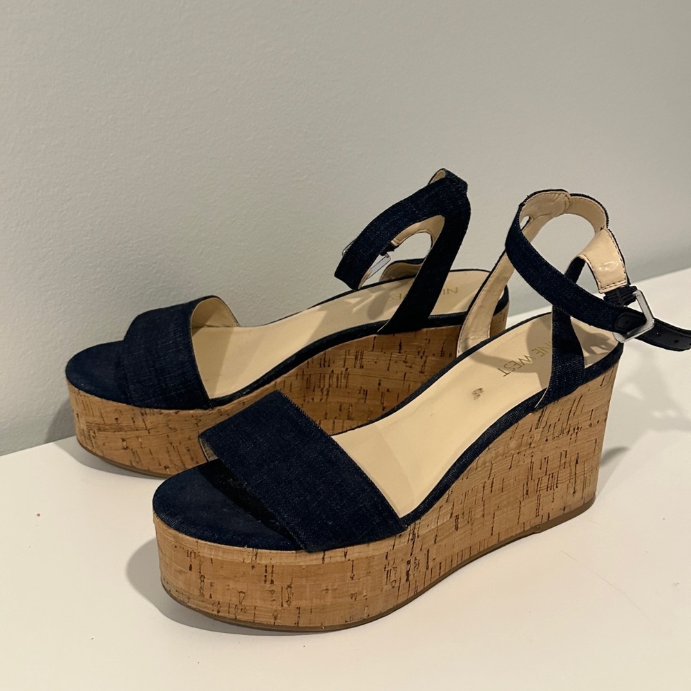 Nine West Denim Wedges Size 8